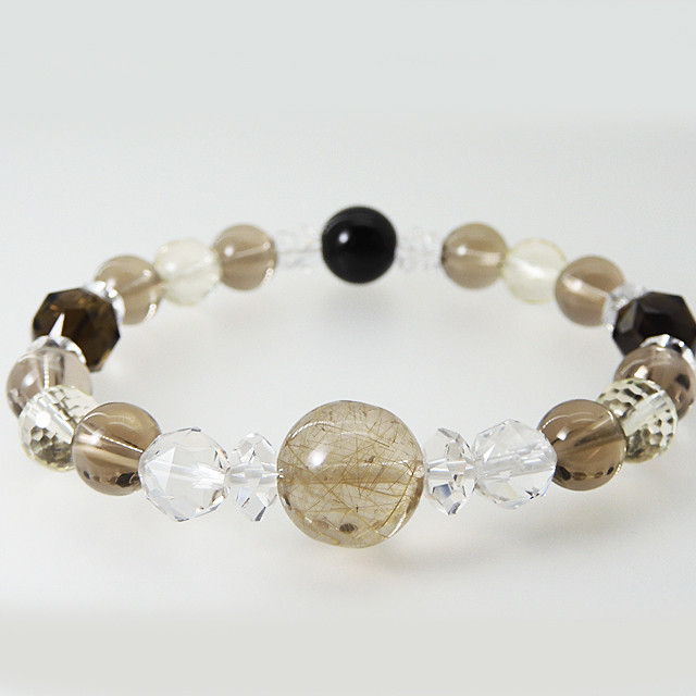 あなたが想うよりもっと強く＊スモーキーゴールドルチル モリオン ブレスレット H-62