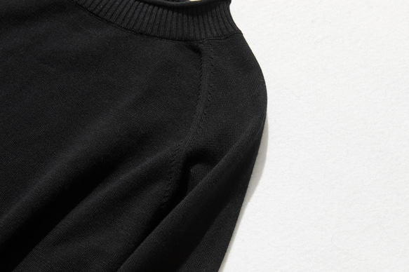 ★新色★年中愛用！超人気コットンニットシリーズ　シンプルなのにお洒落、私の定番ニット　ブラック　 230214-6 3枚目の画像