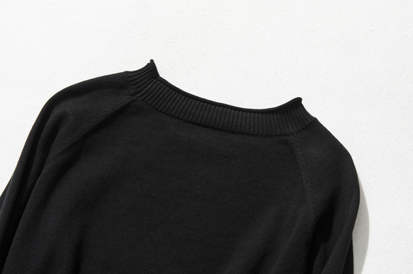 ★新色★年中愛用！超人気コットンニットシリーズ　シンプルなのにお洒落、私の定番ニット　ブラック　 230214-6 7枚目の画像