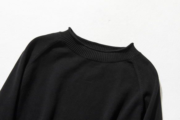 ★新色★年中愛用！超人気コットンニットシリーズ　シンプルなのにお洒落、私の定番ニット　ブラック　 230214-6 2枚目の画像