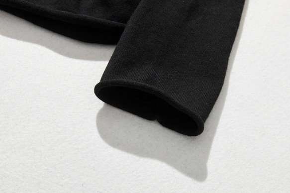 ★新色★年中愛用！超人気コットンニットシリーズ　シンプルなのにお洒落、私の定番ニット　ブラック　 230214-6 5枚目の画像