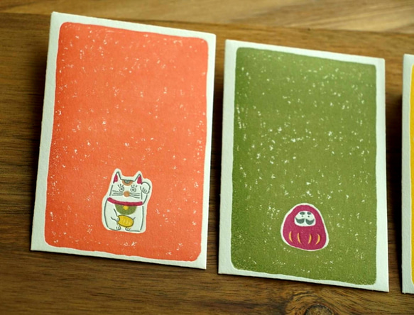 new!![活版印刷]　招き猫・だるま・富士山　ポチ袋3枚 3枚目の画像