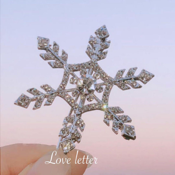 雪の結晶ヘアピン 韓国 スノーフレイク 秋冬 ヘアアクセ ヘアピン Love