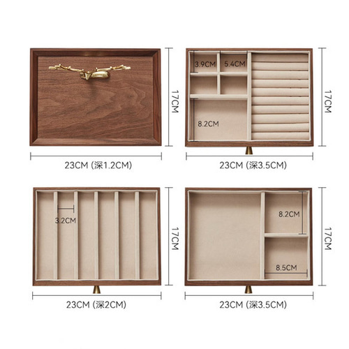 三段引き出し付 アクセサリーインテリアボックス 木製 大容量 間仕切り