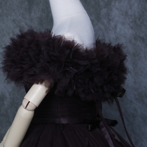 送料無料！ 人気上昇！カラードレス 取り外しオフショルダー コーヒー  