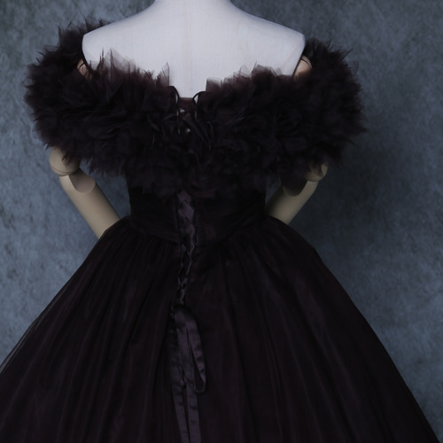 送料無料！ 人気上昇！カラードレス 取り外しオフショルダー コーヒー  