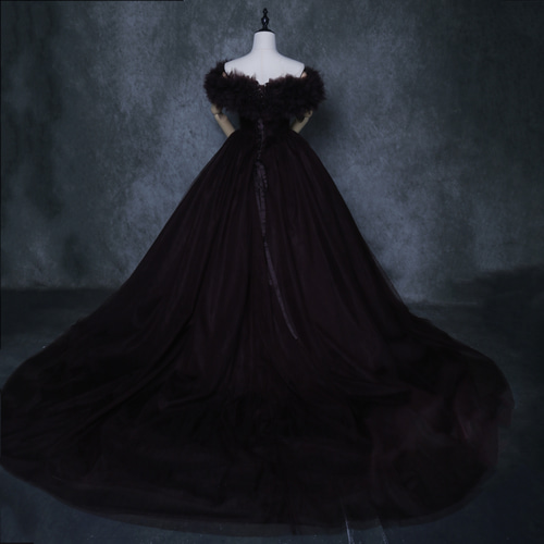 送料無料！ 人気上昇！カラードレス 取り外しオフショルダー コーヒー  