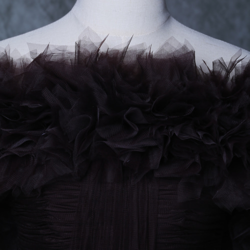 送料無料！ 人気上昇！カラードレス 取り外しオフショルダー コーヒー  