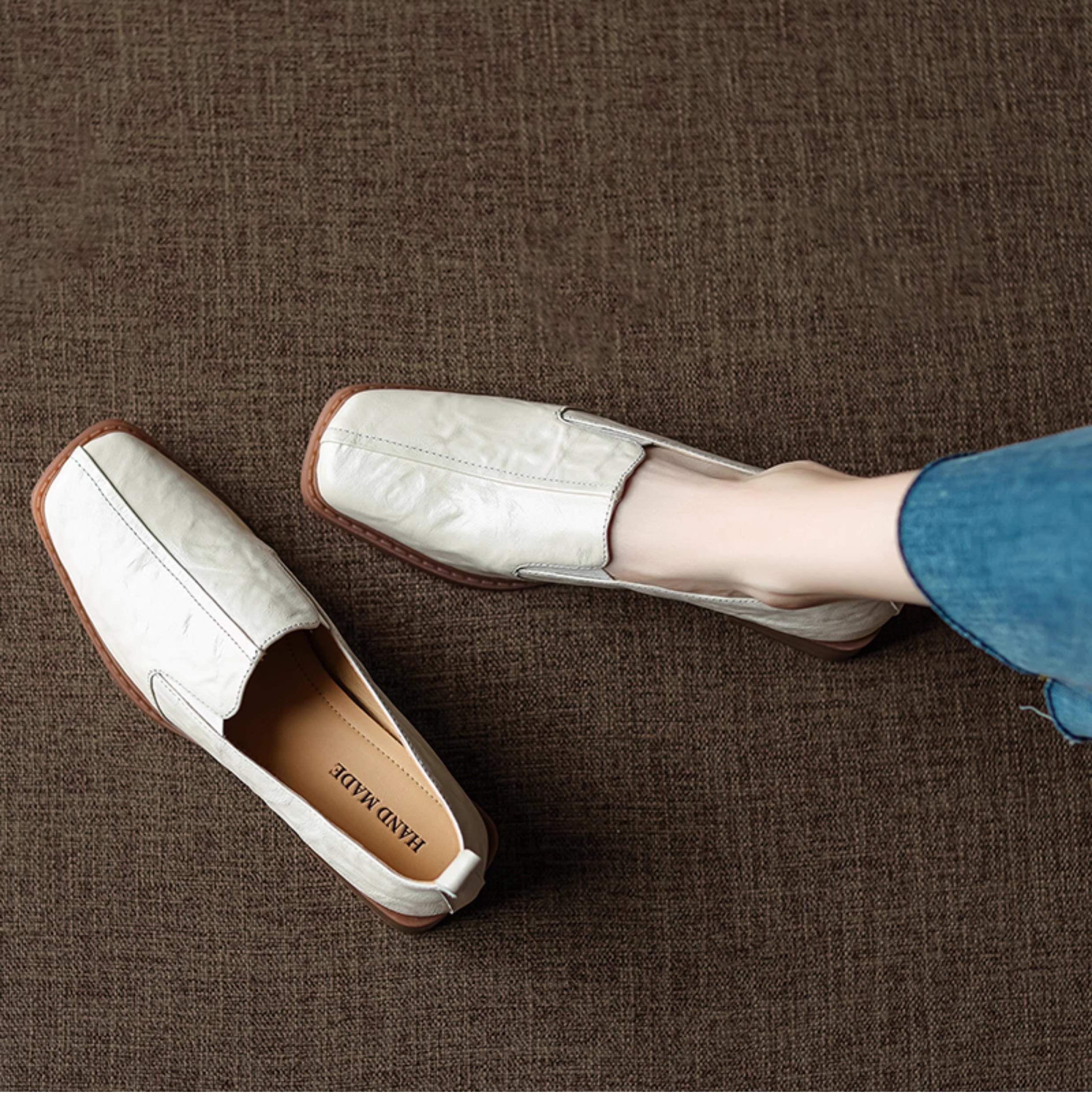 スリッポン 散歩 旅行 歩きやすい 疲れにくい 軽量 レザー 本革 シューズ ぺたんこ フラット パンプス つかれない