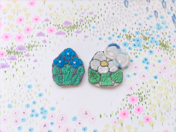 選べる✿刺繍のお花アクセサリー　Cセット 1枚目の画像