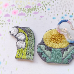 選べる✿刺繍のお花アクセサリー　Dセット 2枚目の画像