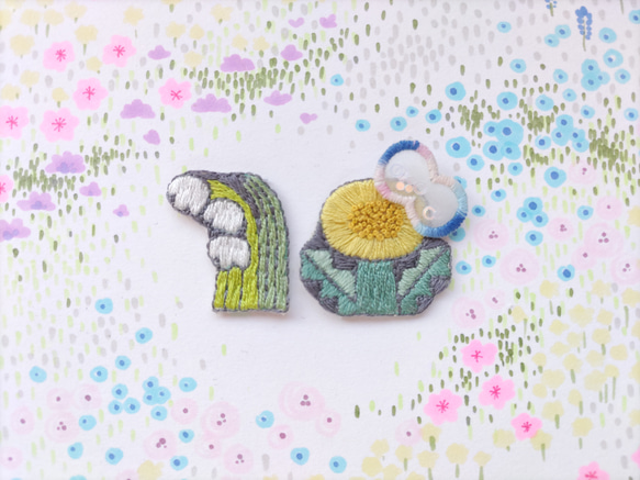 選べる✿刺繍のお花アクセサリー　Dセット 1枚目の画像