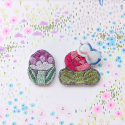 選べる✿刺繍のお花アクセサリー　Eセット 1枚目の画像