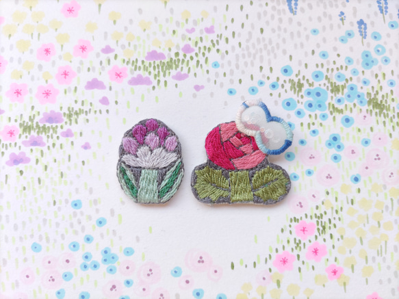 選べる✿刺繍のお花アクセサリー　Eセット 1枚目の画像