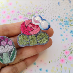 選べる✿刺繍のお花アクセサリー　Eセット 3枚目の画像