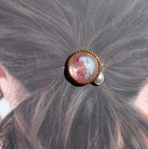 粉紅色電氣石蛋白石【石感】珠子樹脂全息髮帶褐色棕色 第4張的照片