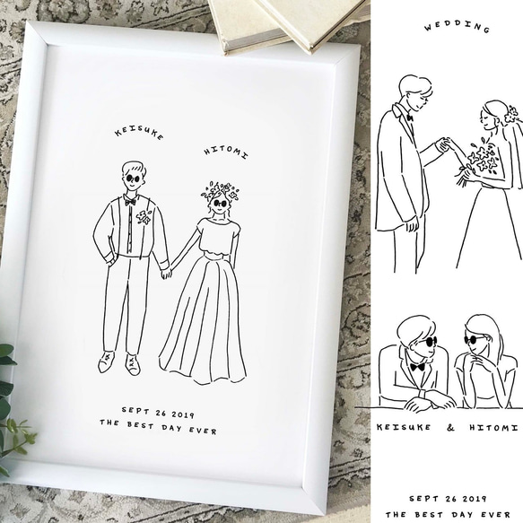 ウェルカムボード 】 natural イラスト A3 額フレーム付 ｜ 結婚式