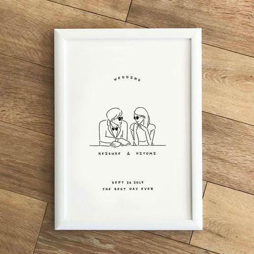 ウェルカムボード 】 natural イラスト A3 額フレーム付 ｜ 結婚式