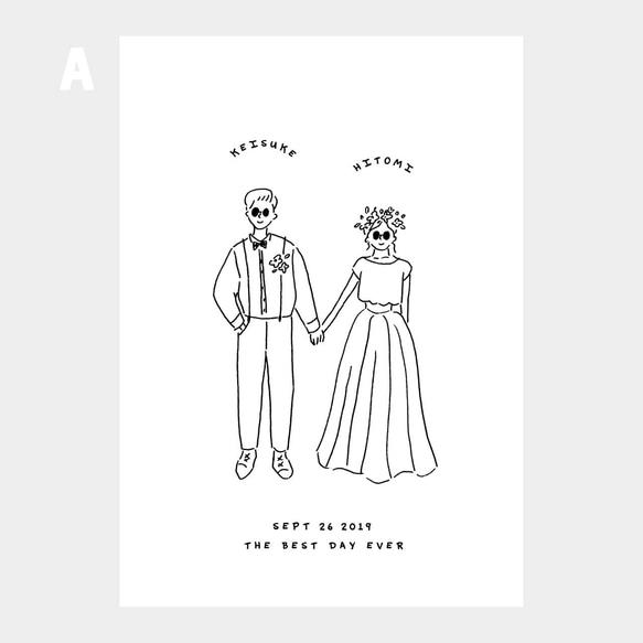 【 ウェルカムボード 】 natural イラスト 　A3 額フレーム付 ｜ 結婚式　ウェディング 5枚目の画像