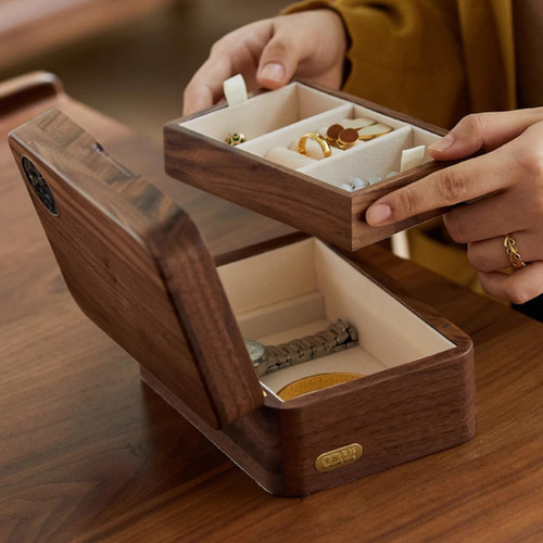 最愛の女性に贈りたいのアクセサリーケース 木製2段小物収納 おしゃれ