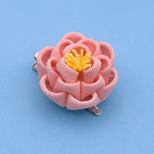 凛と一輪咲き ✳︎ 椿の髪飾り ✳︎ ピンク / 正絹 つまみ細工 成人式  