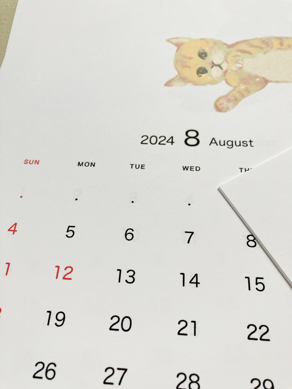 まだ猫は見ているカレンダー2024 壁掛けカレンダー A4サイズ 猫型クリップ付 第二弾 7枚目の画像