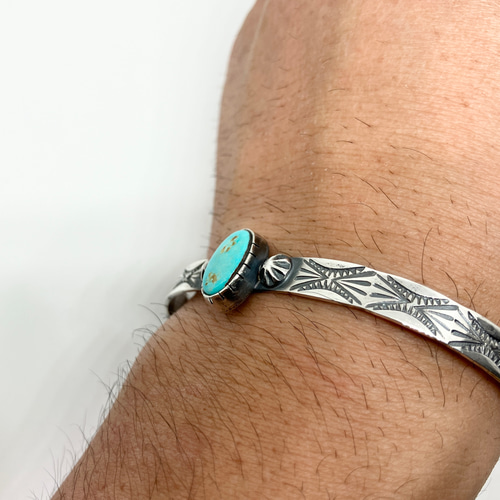 ロイストン ターコイズ シルバー バングル ブレスレット #インディアン