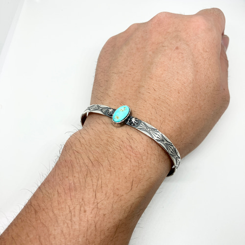 ロイストン ターコイズ シルバー バングル ブレスレット #インディアン