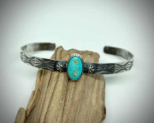 ロイストン ターコイズ シルバー バングル ブレスレット #インディアン
