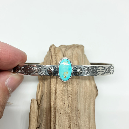 ロイストン ターコイズ シルバー バングル ブレスレット#インディアン