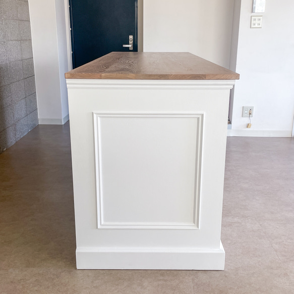 お花屋さん フラワーショップ カウンターテーブル 作業テーブル レジ台 W2000ホワイトオーク アンティークカウンター 