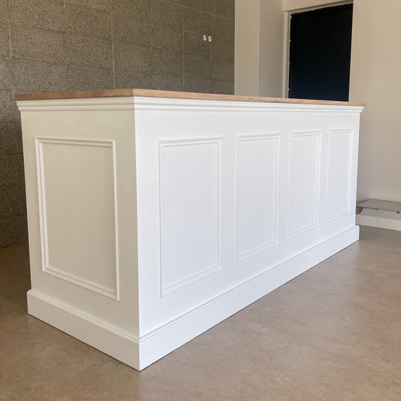 お花屋さん フラワーショップ カウンターテーブル 作業テーブル レジ台 W2000ホワイトオーク アンティークカウンター 