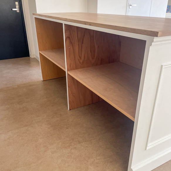 お花屋さん フラワーショップ カウンターテーブル 作業テーブル レジ台 W2000ホワイトオーク アンティークカウンター 