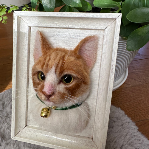 羊毛フェルト猫》 #猫(ねこ)羊毛フェルト オーダー フレーム