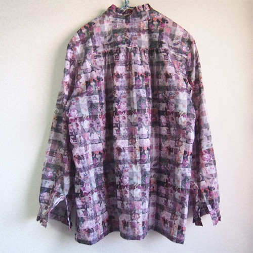 再販・受注製作】バンドカラー・フリルブラウス／リバティ アーカイブ