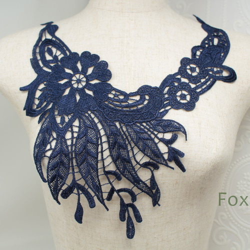 ケミカルレースモチーフ 1枚 花 ネイビー 紺色 (MFLC21NVFO00) レース