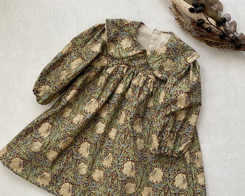 受注生産】ウィリアムモリス ピンパーネル おっきな丸襟ワンピース