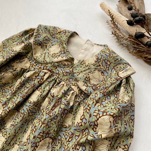 受注生産】ウィリアムモリス ピンパーネル おっきな丸襟ワンピース