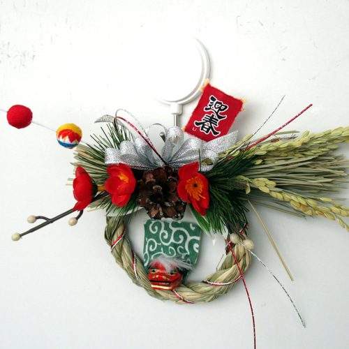 獅子頭のお正月リース飾り 小24-1 しめ縄・しめ飾り kisetukazari2