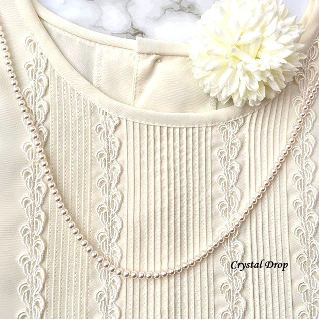 サージカルステンレス☆60ｃｍ　４ｍｍ　ロングパールネックレス　クリスタルパール