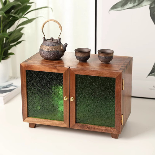 無垢材食器棚 小物収納 大容量ディスプレイキャビネット