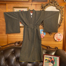 和洋折衷 古着 洗える 化繊 着物 和 ハンドメイド リメイク ワンピース ドレス 名古屋八寸帯ベルト  KW-148 6枚目の画像