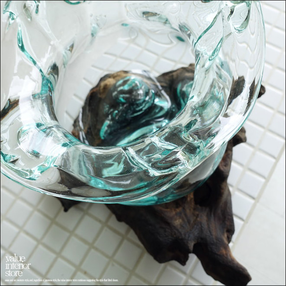 硝子フラワーベースTuli/01 花瓶 メダカ鉢 めだか鉢 プリミティブガラスベース 吹きガラス 手作り 一点物 3枚目の画像