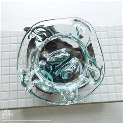 硝子フラワーベースTuli/01 花瓶 メダカ鉢 めだか鉢 プリミティブガラスベース 吹きガラス 手作り 一点物 6枚目の画像