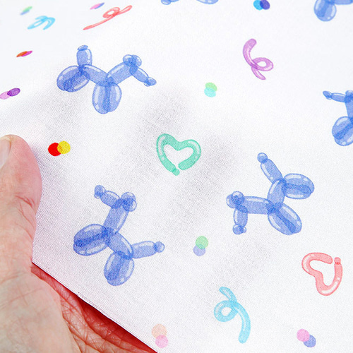 韓国製 バルーンアートの犬柄 風船ワンちゃん 生地 コットン100