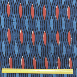 【50cm單位】藍紅波浪bagloo染色印度手工塊印花布料棉質 第6張的照片