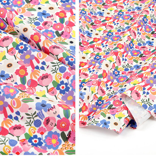 韓国製 花柄 アミティエフラワー カラフルな花 生地 コットン100