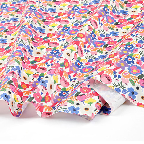 韓国製 花柄 アミティエフラワー カラフルな花 生地 コットン100
