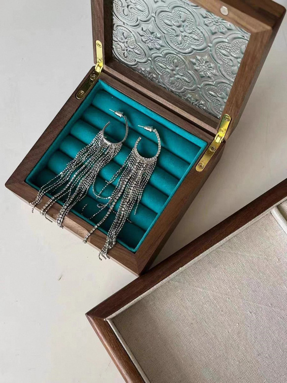 フランスアンティーク　ベルベット　ジュエリーボックス　ブルー　リングケース　水色 Victorian antique blue Velvet jewelry box ( ヴィクトリアン
