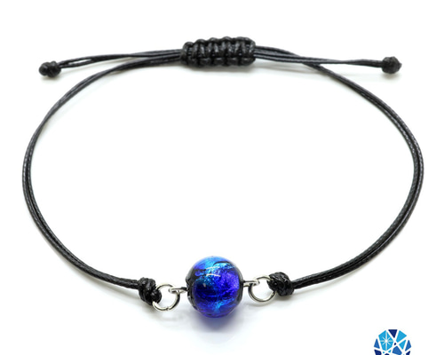 Sea drop ホタルガラス 10mm ブレスレット 蓄光 丸紐ワックスコード